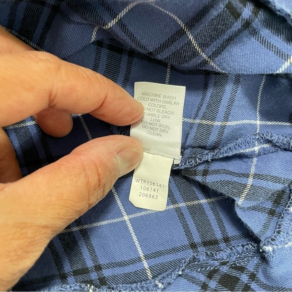 J. Jill Mixed Tartan Plaid Button Down Tunic Shirt 100% Cotton Blue Size XL - Picture 10 of 13